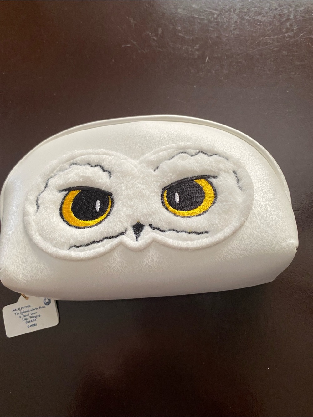 Warner Bros. White Owl Eyes Kids Pouch with Yellow Accents Harry Potter